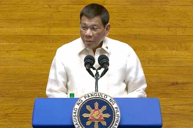 President Rodrigo R. Duterte delivers his final State of the Nation Address before a joint session of Congress at the House of Representatives building in Quezon City, July 26. — SCREENSHOT FROM RADIO TELEVISION MALACAÑANG