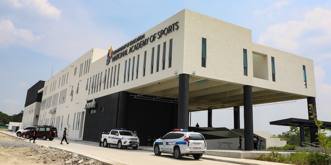 The facade of the almost completed National Academy of Sports in Capas, Tarlac which was inspected by President Rodrigo Roa Duterte on June 14, 2022. VALERIE ESCALERA/ PRESIDENTIAL PHOTO