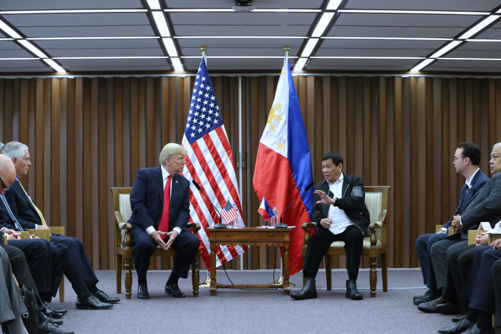 Duterte and Trump meet with their delegations, symbolizing diplomatic talks and strengthening US-Philippine relations.