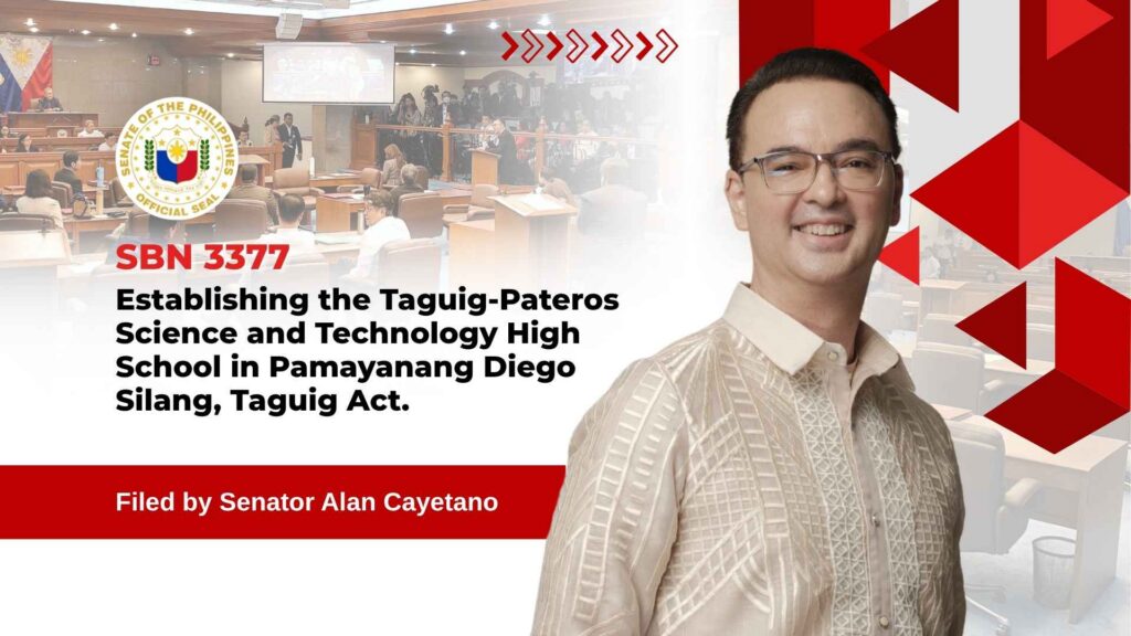 HB 3377 - Establishing the Taguig-Pateros Science and Technology High School in Pamayanang Diego Silang, Taguig Act.