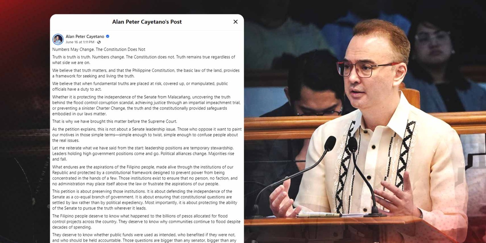 Statement of Senate President Alan Peter S. Cayetano | June 16